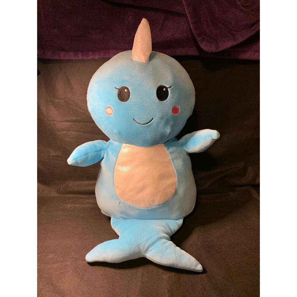 Greenbrier Narwahl Whale Blue Plush Stuffed Animal 19" Soft Toy